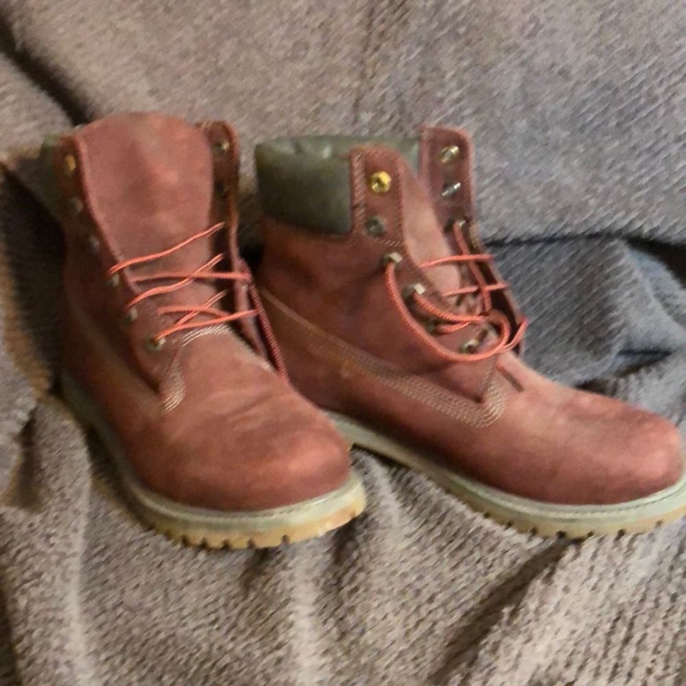 Timberland lace-up boots.  Burgundy.